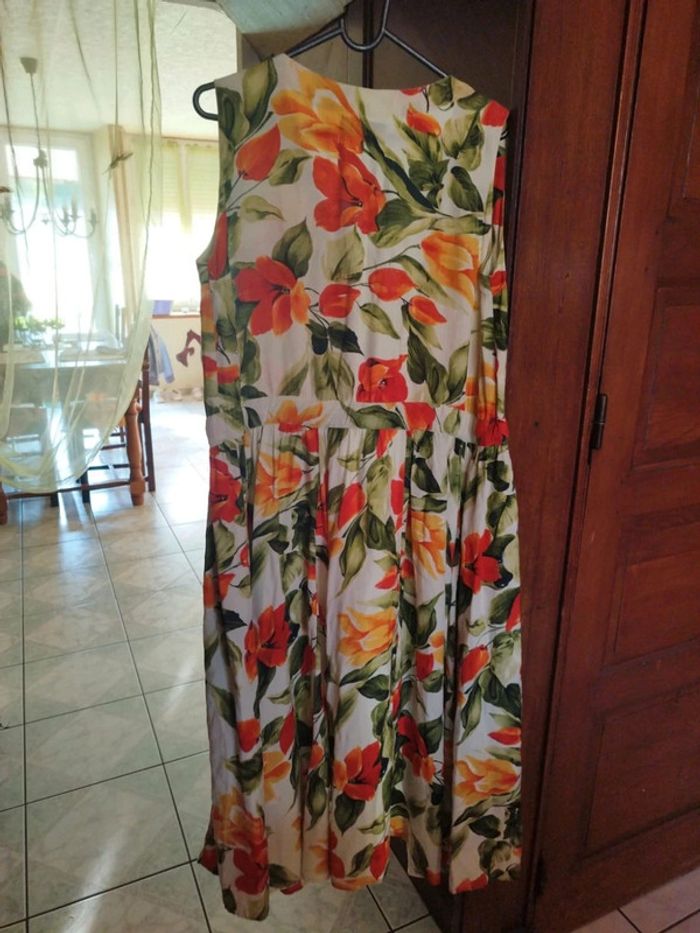 Robe longue blanche fleurie taille S/36 vintage dress floral - photo numéro 8