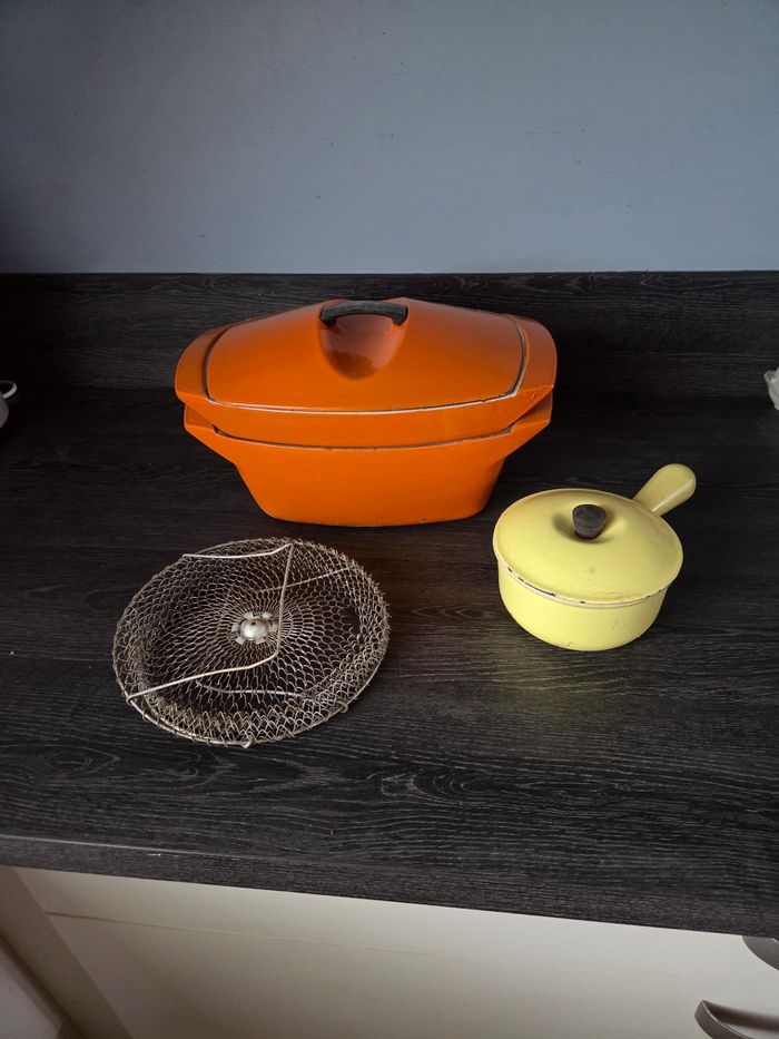 Lot poêle+panier cocotte+ couvercle cocotte+ faitout