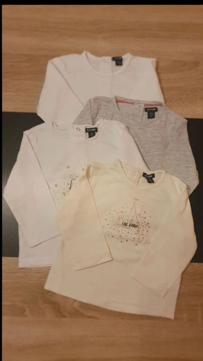 Lot de 4 tee-shirts manches longues 12 mois