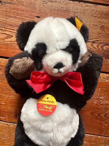 Peluche articulée Steiff Panda Ours noir blanc Petsy doudou ancien 26cm
