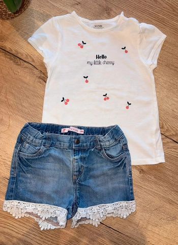 Ensemble été short neuf dentelle fille 36 mois