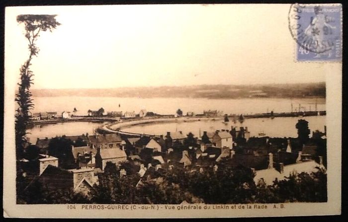 Carte postale ancienne Perros-Guirec (Côtes d' Armor) Vue générale du Linkin et de la Rade - photo numéro 2