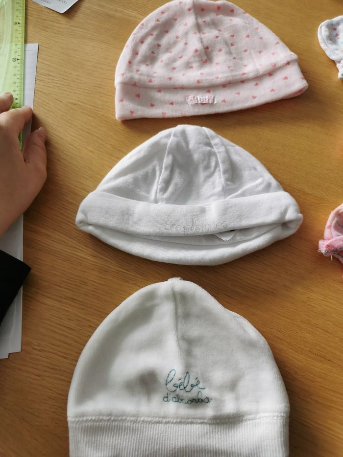 Lot de 3 bonnets/Mouffles naissance fille - photo numéro 4