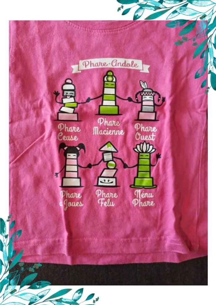 Tee shirt fille rose phare 24 mois - photo numéro 2