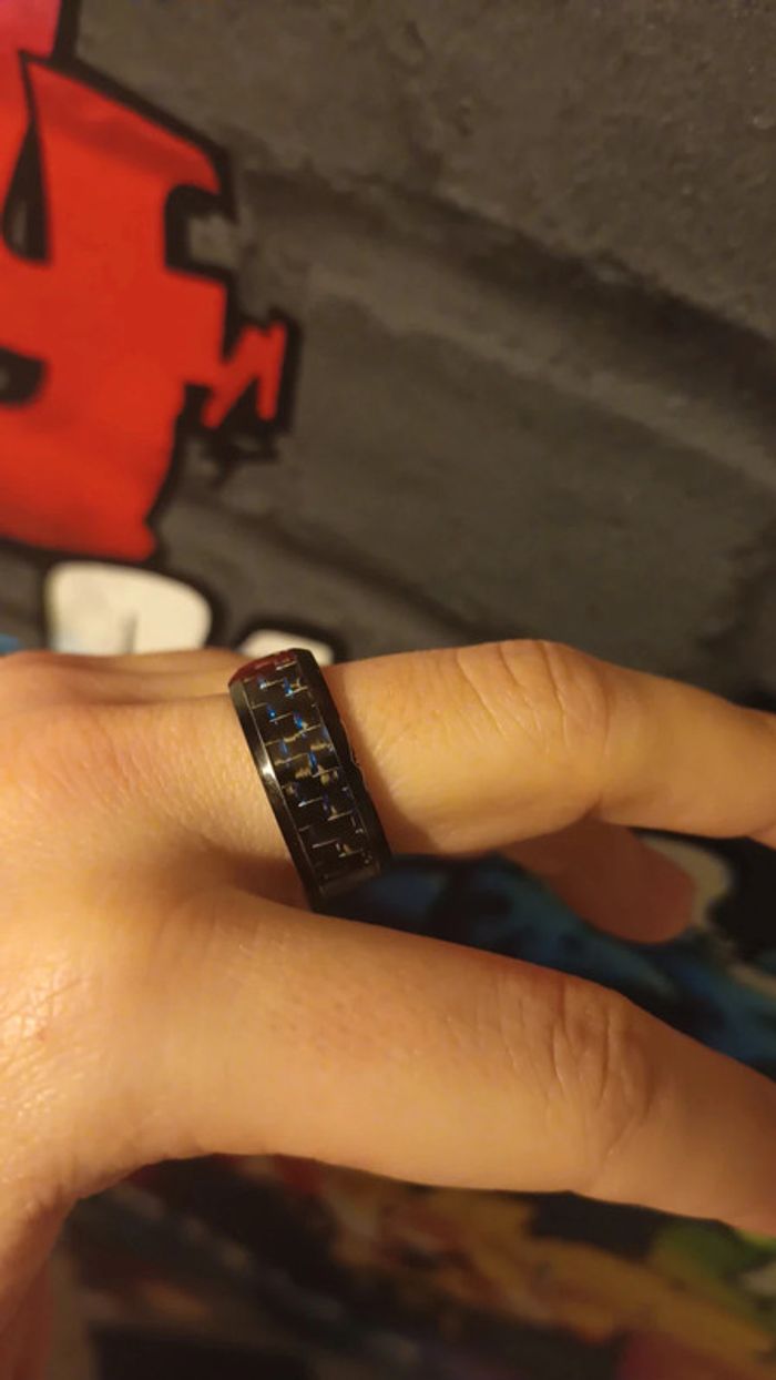 Bague acier carbone bleu - photo numéro 2