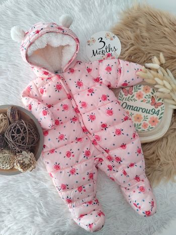 Combi-pilote fleurie petit bateau fille 3 mois 🎀