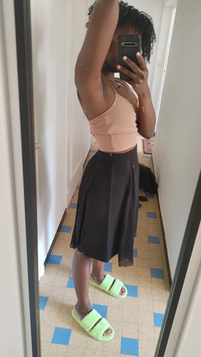 Jupe transparent en laine et soie taille haute - photo numéro 12