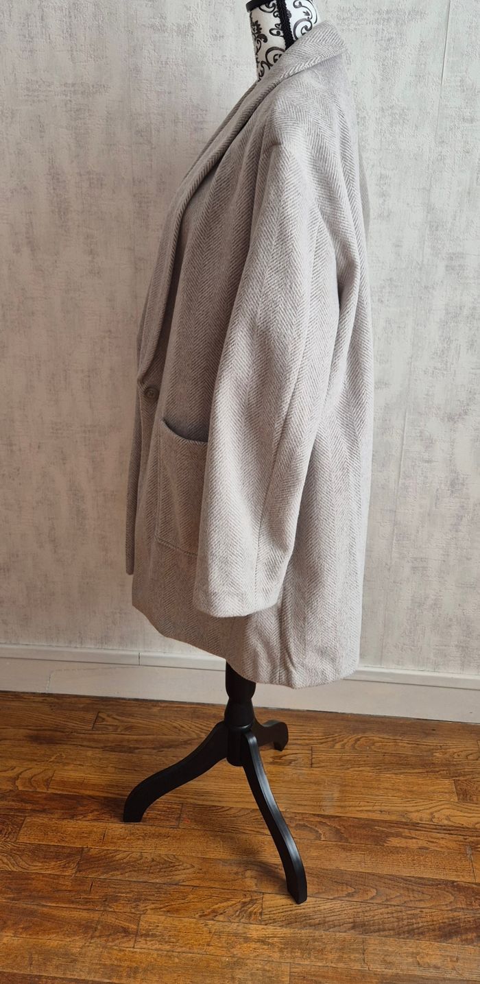 Manteau femme Camaïeu gris motif chevron taille 44 XXL - photo numéro 2