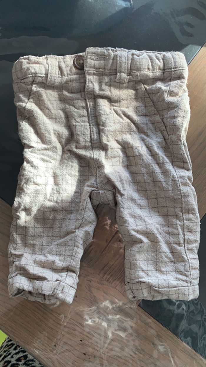 Pantalon marron quadrillé Kiabi 1 mois