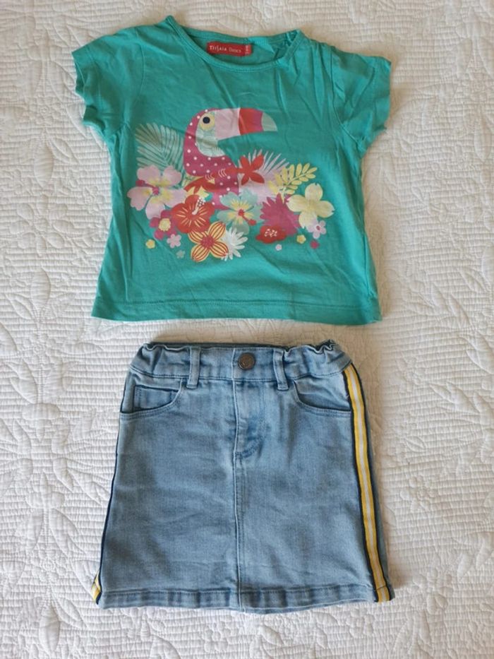 Ensemble lot tee shirt jupe tisaia basics 3 ans - photo numéro 2