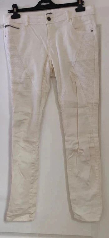 Pantalon skinny style motard crème Jennyfer 40