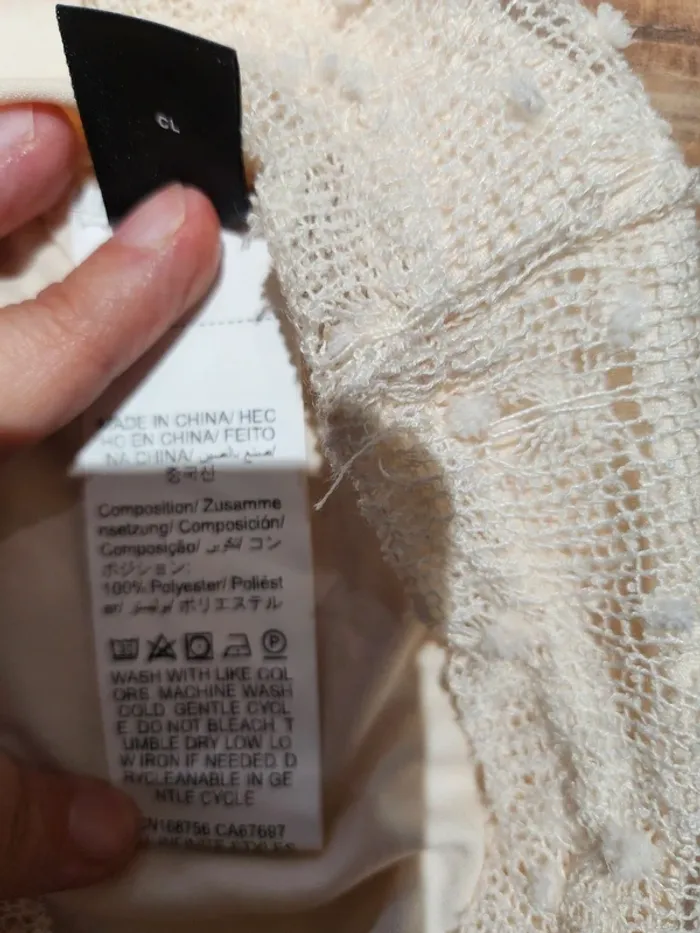 Haut tunique pull fin crème beige taille 36 Shein excellent état manches ajourées - photo numéro 7