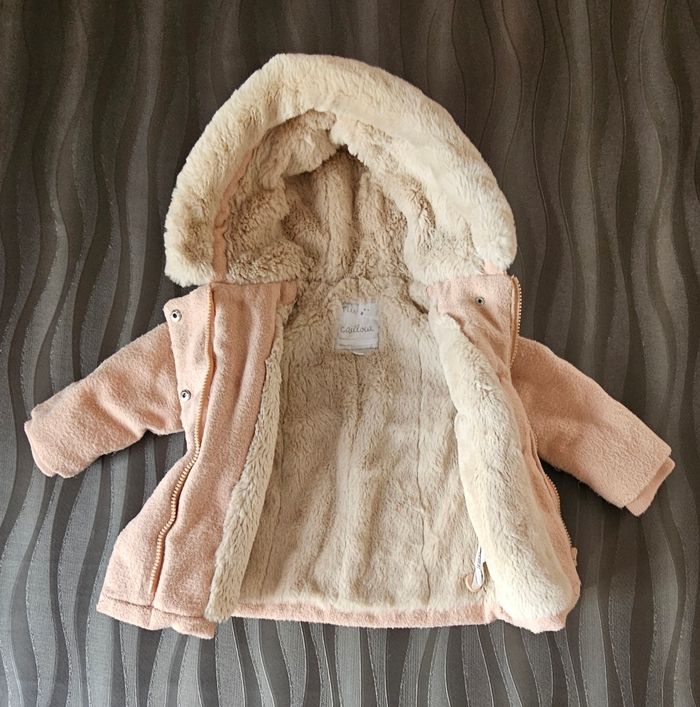 Manteau d'hiver à capuche fourrée 18 mois  80 cm Mes petits cailloux - photo numéro 2