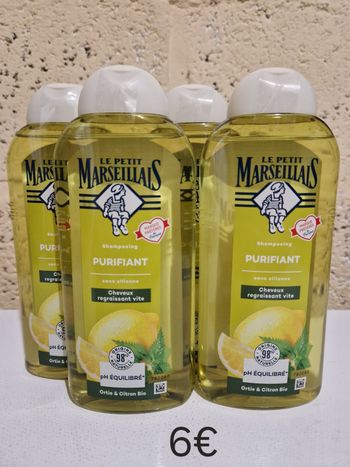 Lot de 4 shampoing le petit marseillais purifiant ortie et citron 4x300ml