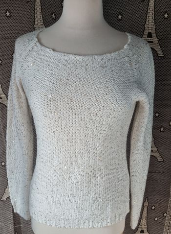 Pull écru à sequins doré taille L