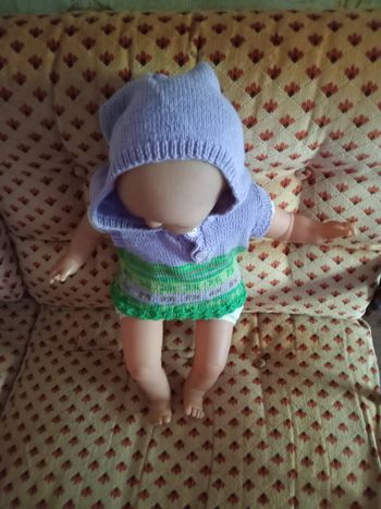 Pull à capuche garçon 6 mois fait main