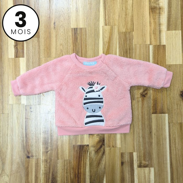 Pull chaud, Rose zèbre, 3 mois, Pekkle