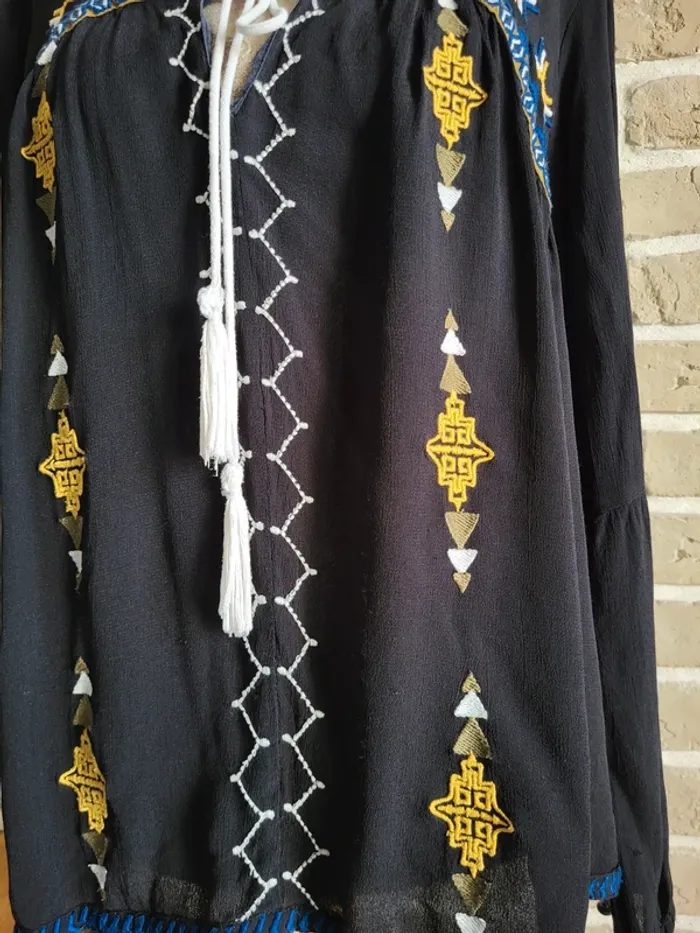 Blouse noire broderies et pompons Ba&sh - Bohème folk - photo numéro 8