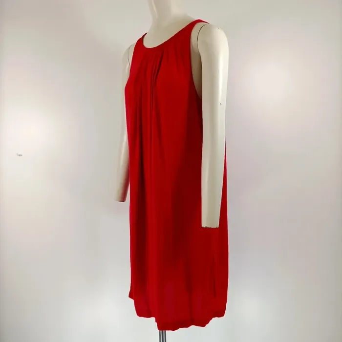 Robe rouge Camaïeu fluide taille 40 col rond dos noué A001