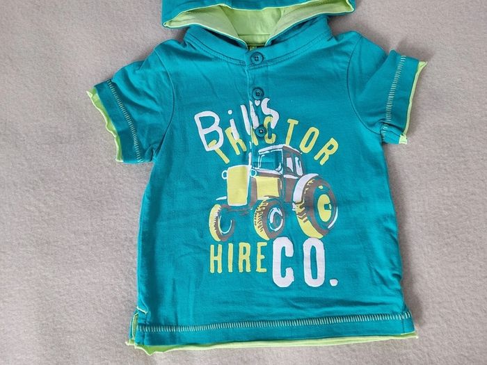 t-shirt à capuche vert turquoise orchestra 9 mois - photo numéro 3