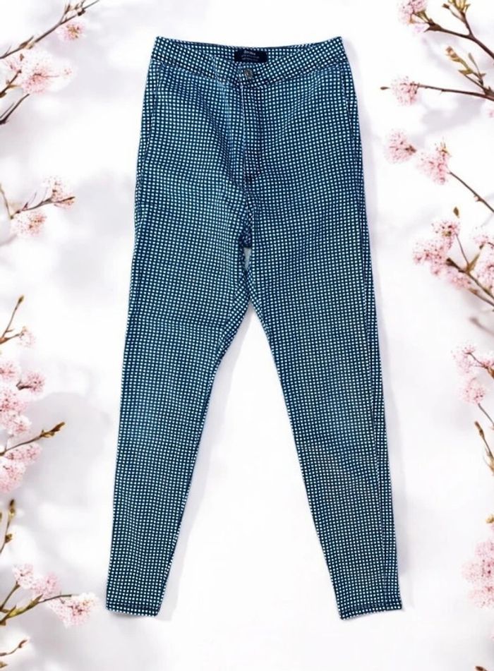 🎀 Pantalon femme Skinny Bershka Motif Vichy Noir & Blanc - Taille 36🎀