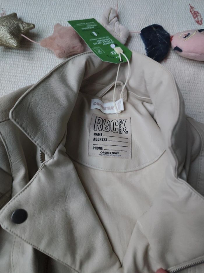 Veste imitation cuir garçon beige - photo numéro 3