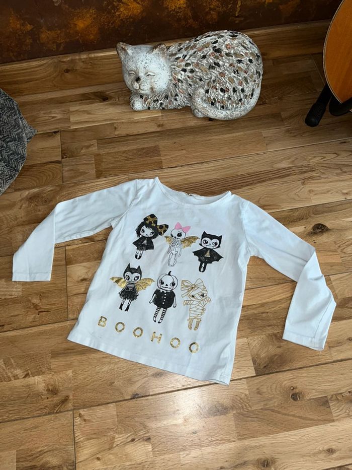 Tshirt blanc motifs h&m bon état 98/104 cm