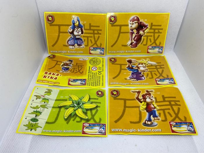 Lot de 12 figurines kinder surprise singe chinois schim banzai + papiers - photo numéro 3