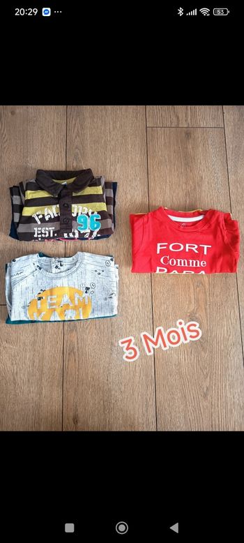 Lot T-shirts manches longues 3 mois