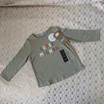 TEE shirt coton BIO  12mois manche longue « super mignon » Neuf NPO