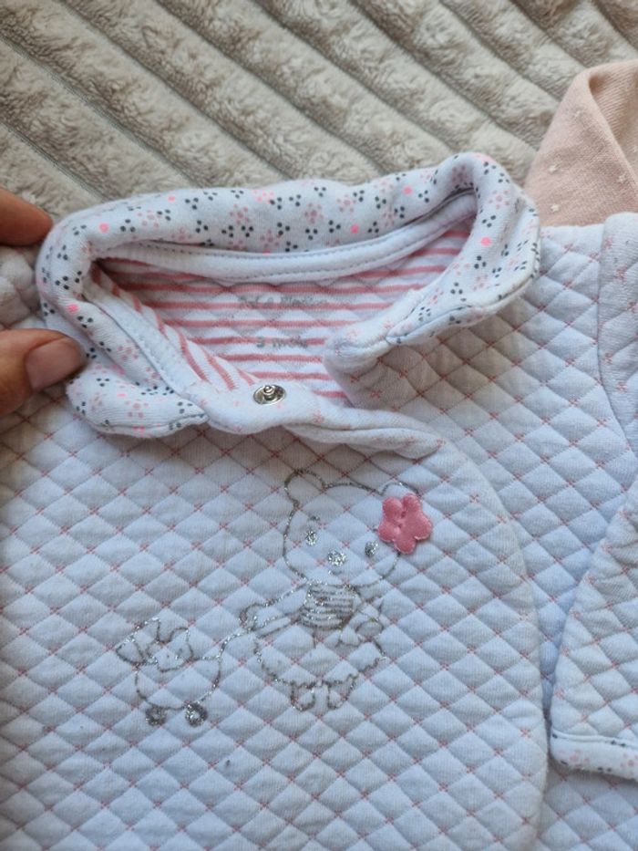 Lot de 2 pyjamas blanc et rose bébé fille 3 mois kiabi - photo numéro 2