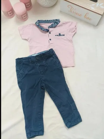 Ensemble polo manches courtes et pantalon Primark garçon 12 mois