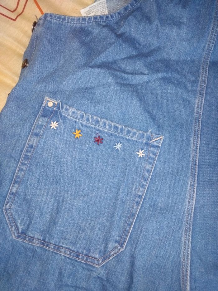 Salopette combishort jean avec broderies - photo numéro 8