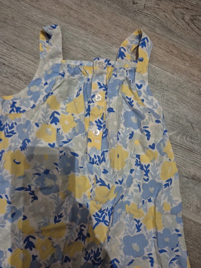 Combinaison short léger été à fleurs jaune et bleu - photo numéro 5