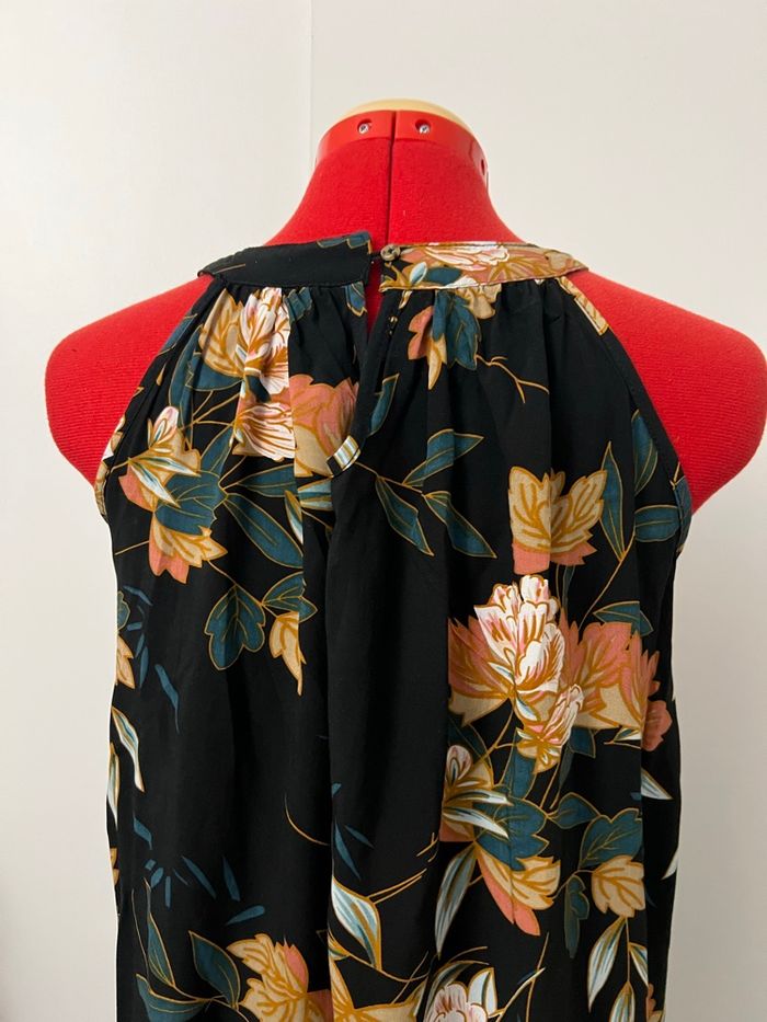 Robe longue noire fleurie emmanchures américaines Miss Sara - photo numéro 3