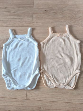 Lot de 2 bodies bretelles FPC blanc et abricot - Taille 9-12 mois 74cm