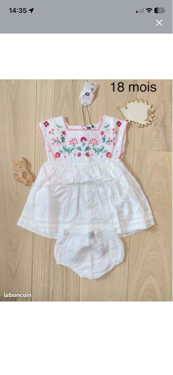 Ensemble robe bloomer 18mois neuve 