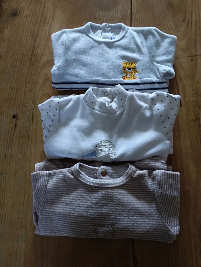 Lot de 3 grenouillères garçon taille 6 mois