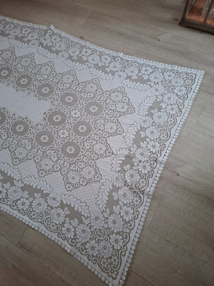 Nappe rectangulaire vintage blanc beige 120cm x 200cm - photo numéro 12