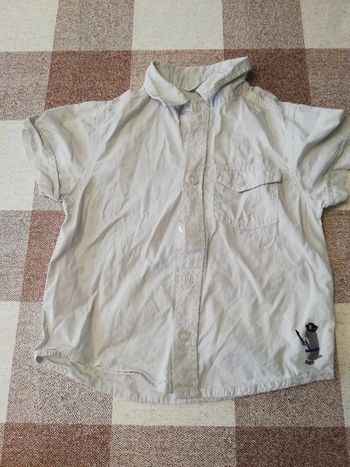 Chemise 24 mois gris clair manches courtes kidkanai