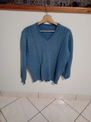 Pull homme s mailles bleue c75D