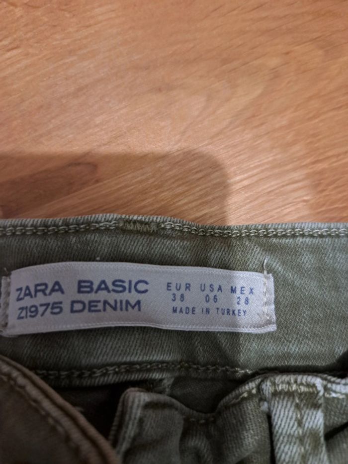 Pantalon Zara basic kaki taille 38 bords strass - photo numéro 4