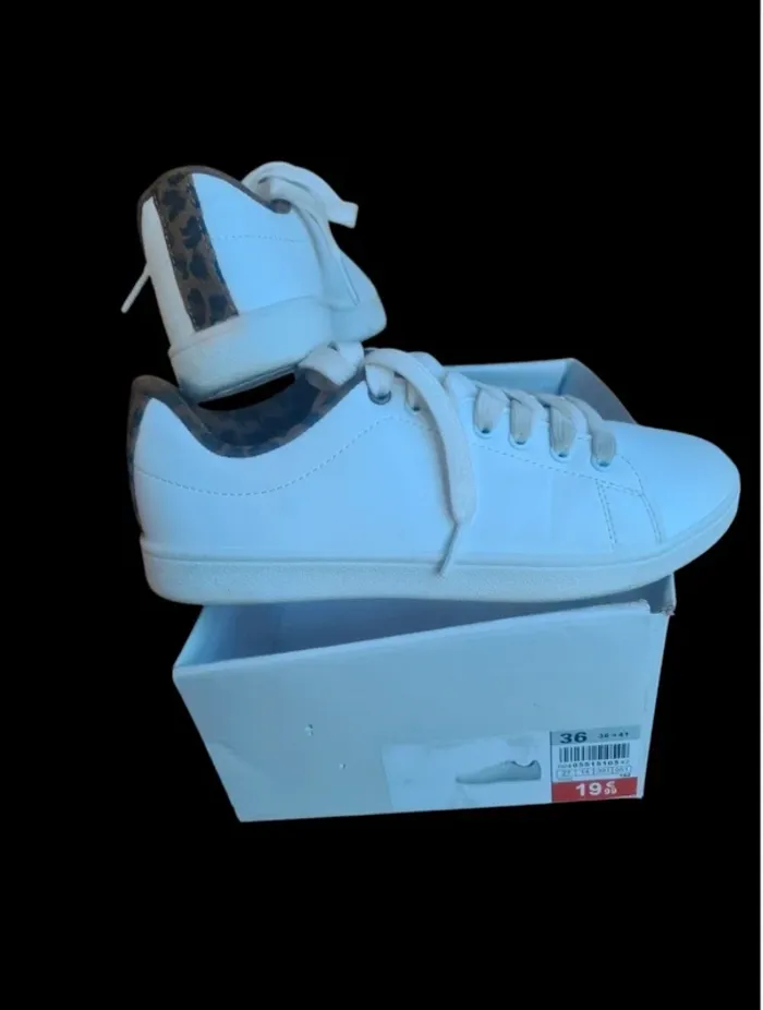 Basket tennis blanc et léopard basse taille 36 - photo numéro 2