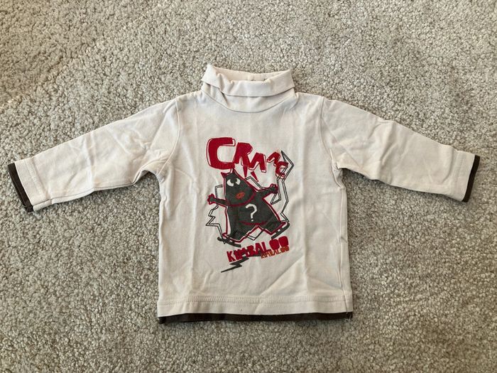 Pull col roulé crème « crac » mixte - 9 mois - Kimbaloo