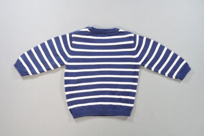 Pull marin tricot bleu marine blanc rayures Kiabi 3 mois 56 – 62 cm garçon - photo numéro 3