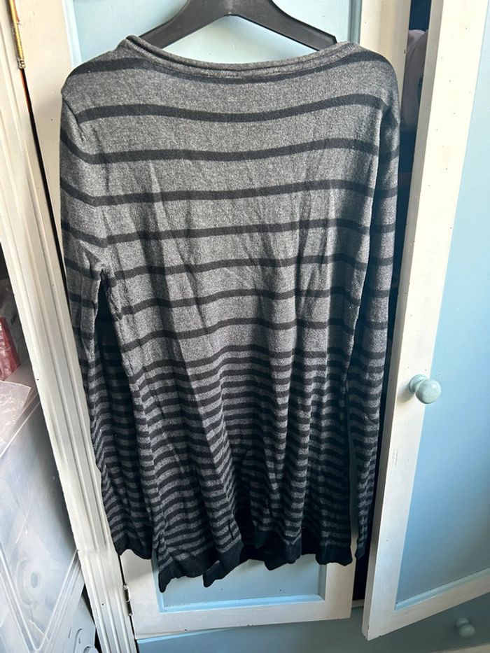 Pull fin tunique, de grossesse,gris à rayures - photo numéro 3