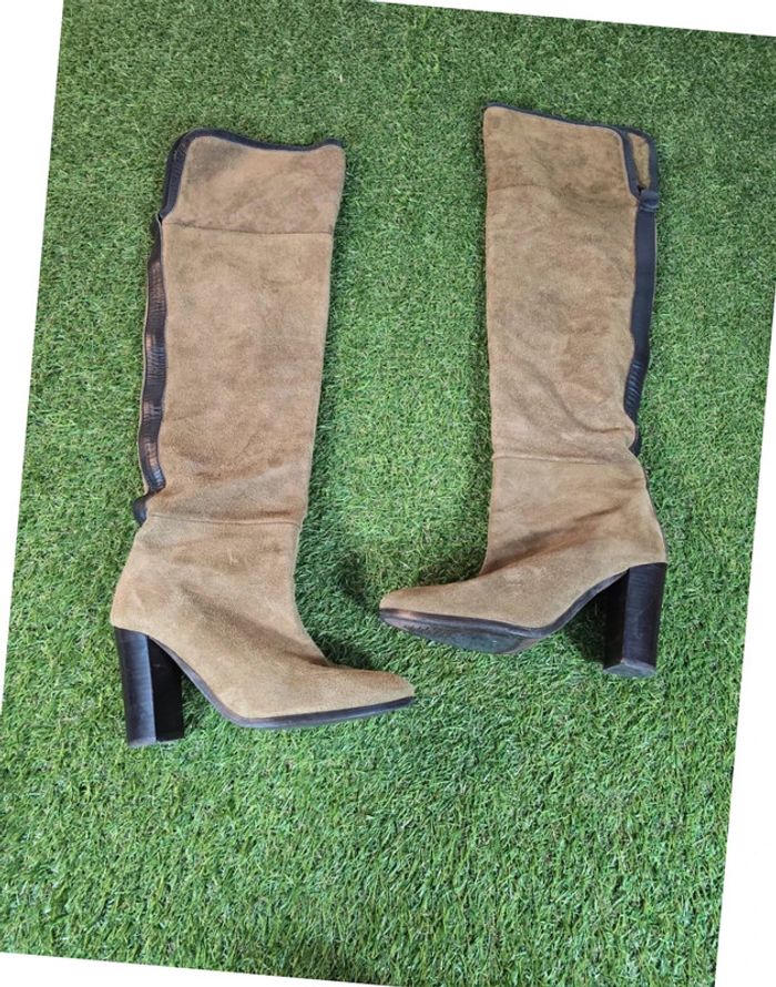 Bottes hautes zara kaki en daim 37