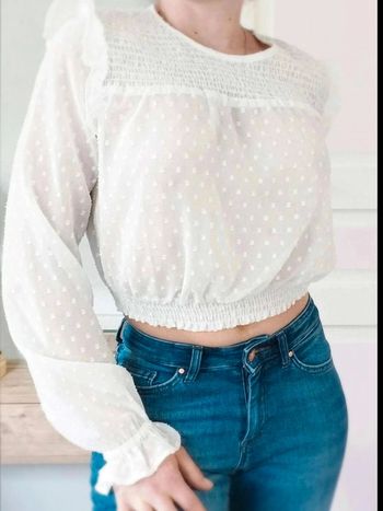 Blouse  courte  écrue  pois et  smock  -  Jennyfer  -  S  -  Parfait  état