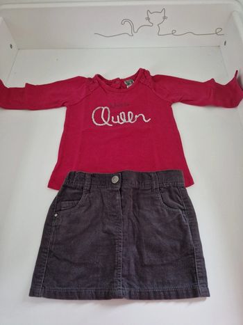 Jupe velour + t-shirt manches longue TAO 12 mois