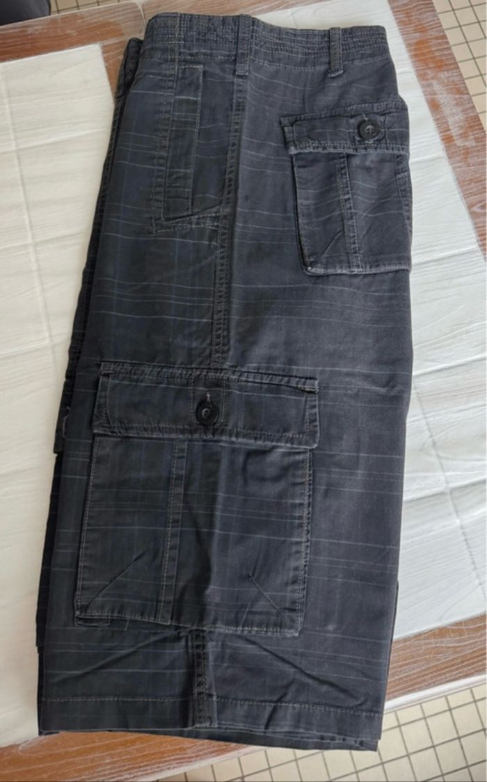 Bermuda pantacourt cargo noir et bleu foncé denim - photo numéro 6